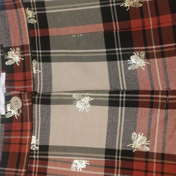 Urban Outfitters High Waist Plaid Bee Print Cropped Trousers Size 0 - Picture 6 of 10